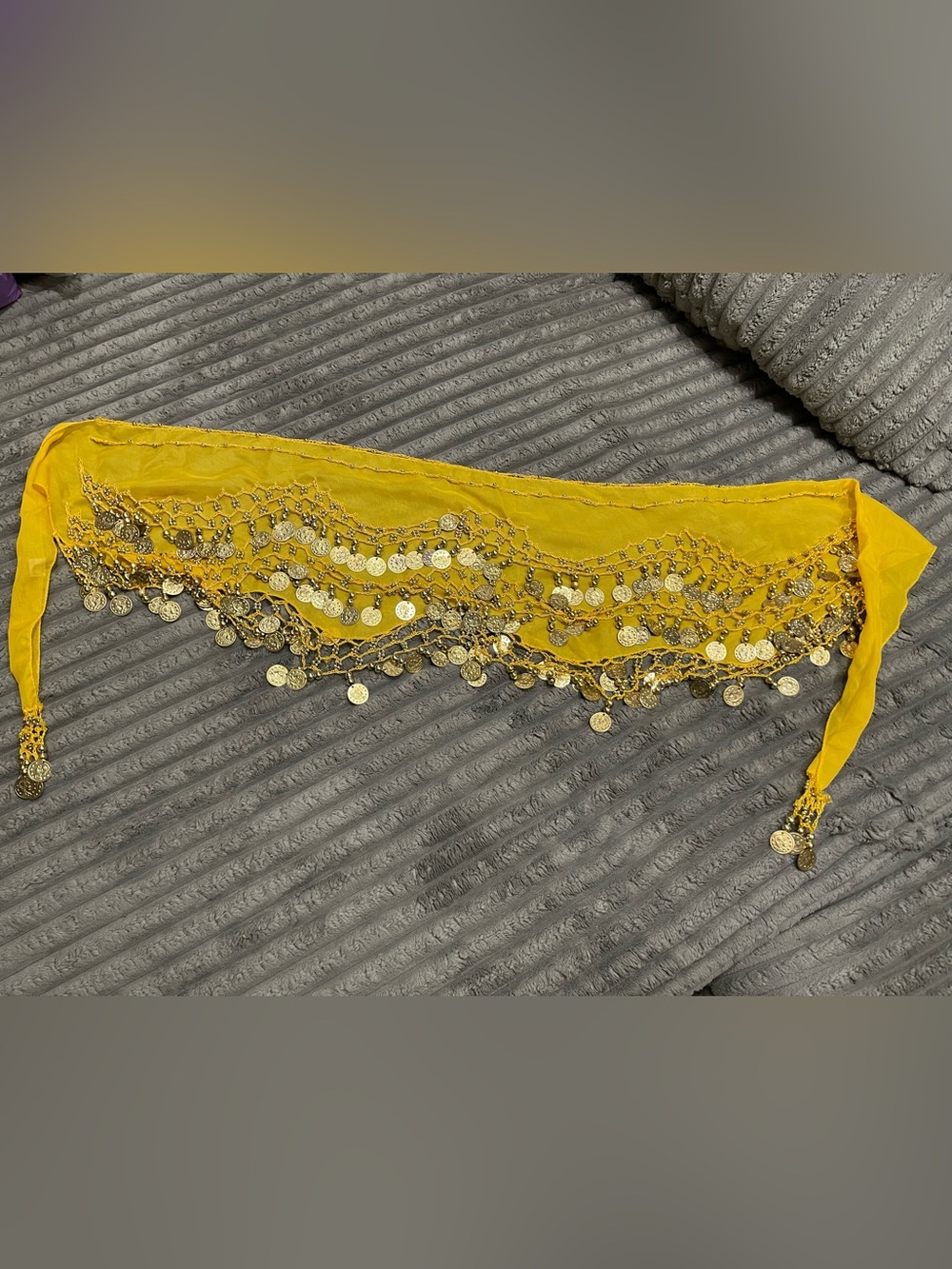 Yellow Coin Fringe Hip Scarf for Dance